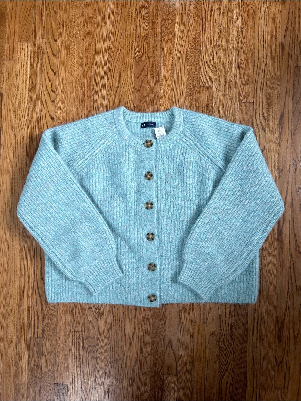 NWT Gap Light Blue Ribbed Button-Front Sweater